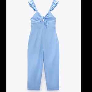 Zara NWT Light Blue Jumpsuit w Ruffles